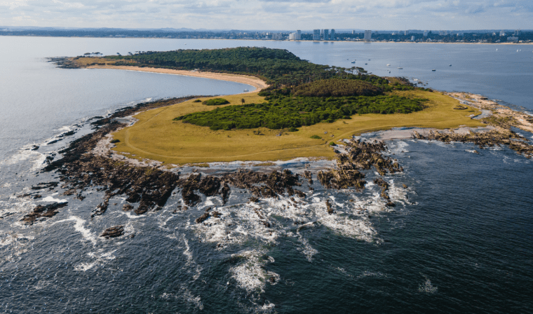 Aerial view of Gorriti Island in Uruguay