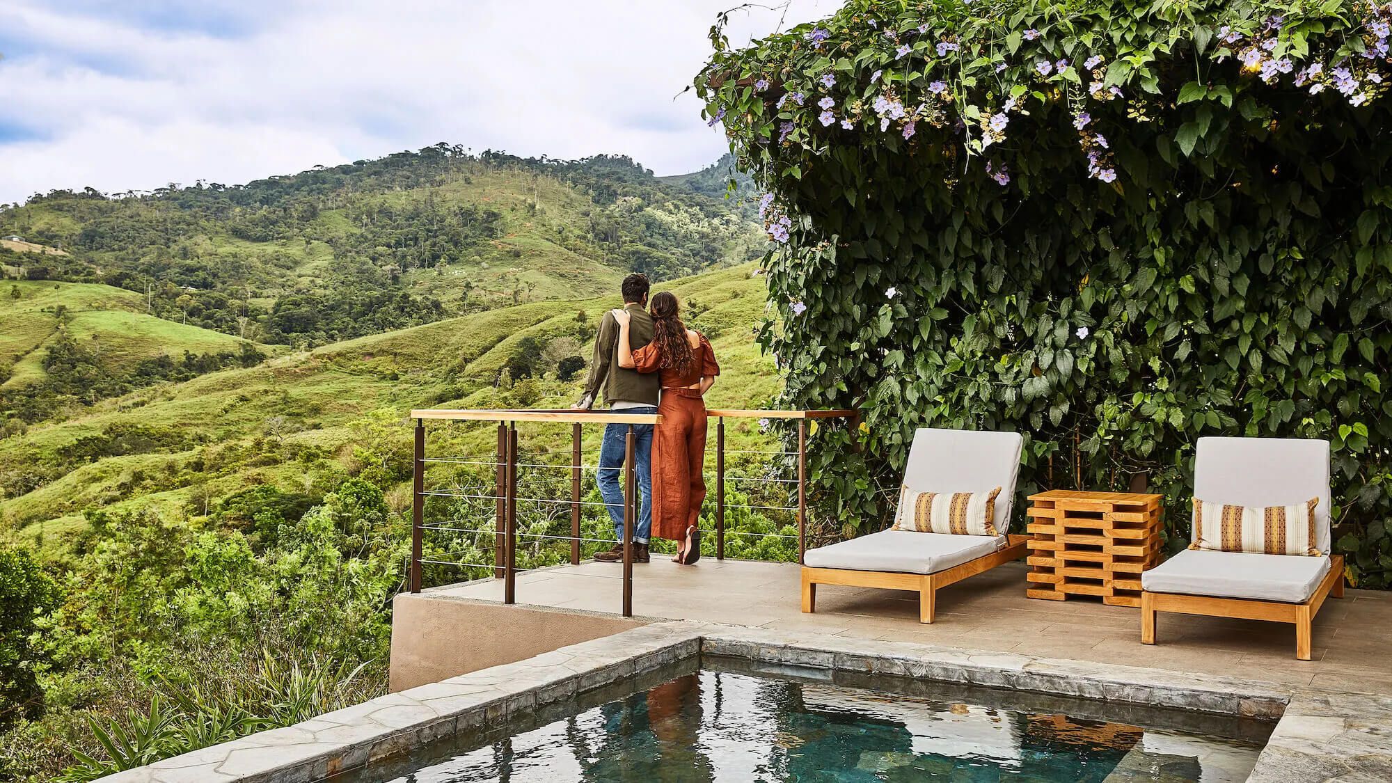 Couple enjoying view of Costa Rica from luxury eco accommodation