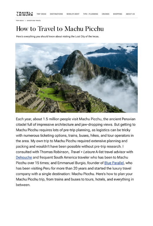 How to visit Machu Picchu Travel + Leisure