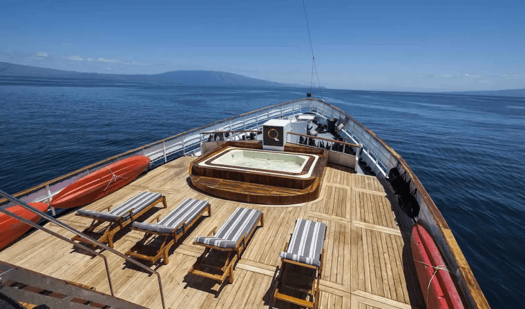 View of jacuzzi and deck on Evolution Cruise