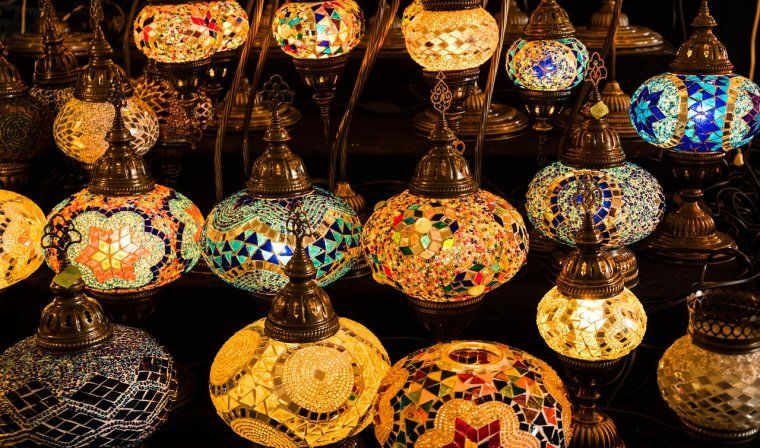 View of beautiful lamps in Istanbul