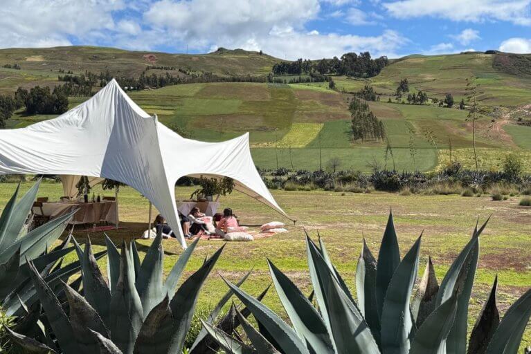 A private picnic set up in the Sacred Valley for luxury travelers exploring Peru