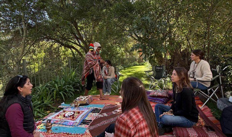 Group gathered for private shaman experience in Peru