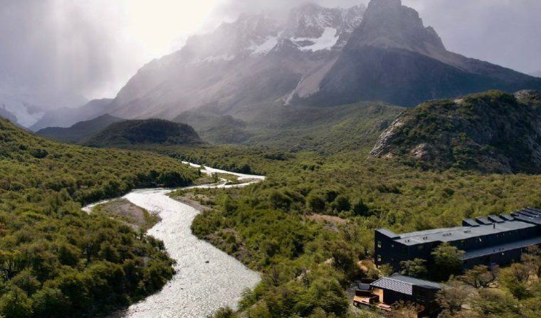 Aerial view of the Explora in El Chalten in Patagonia