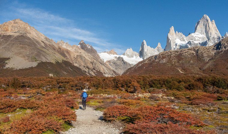 Woman hiking through Patagonia 