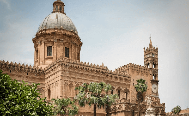 View of beautiful Palermo cathedral in Sicily