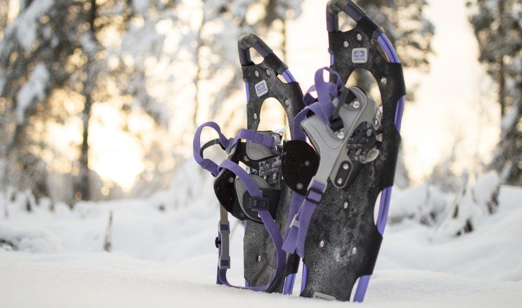 A pair of snowshoes in the snow in Swedish Lapland