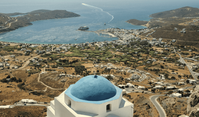Aerial view of Serifos in Greece