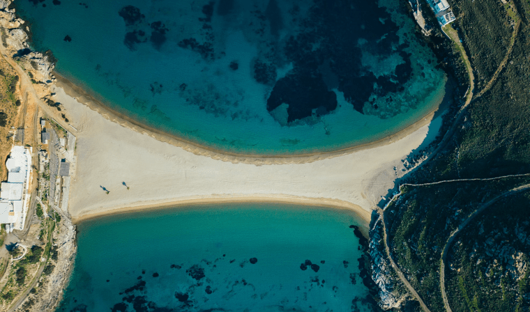 Aerial view of Kythnos in Greece during luxury tour