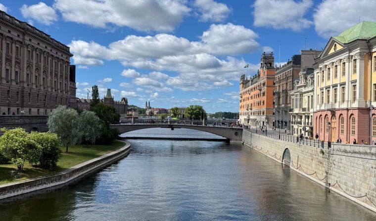 View of river in Stockholm during private boating excursion
