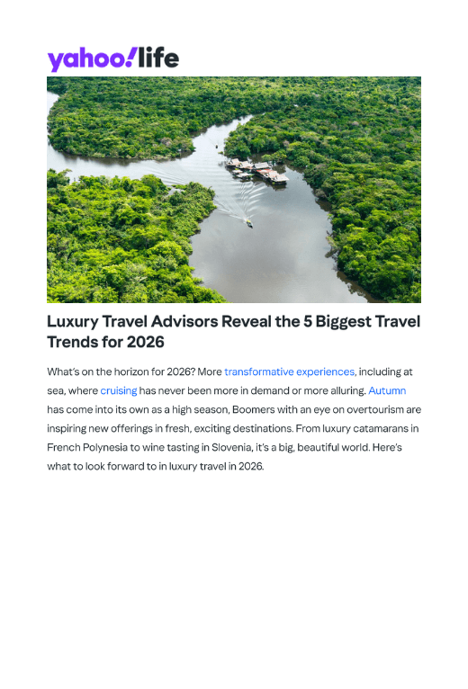 Yahoo Life shares 2026 travel trends