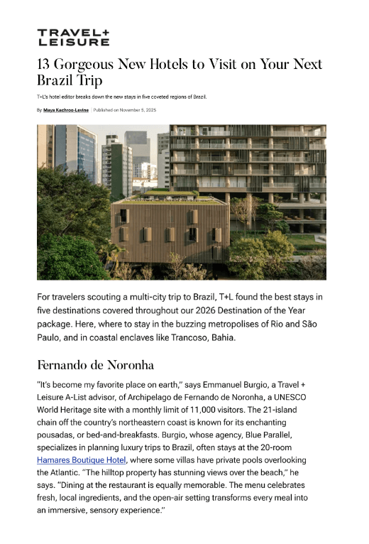 Emmanuel Burgio shares Fernando de Noronha insights with Travel + Leisure