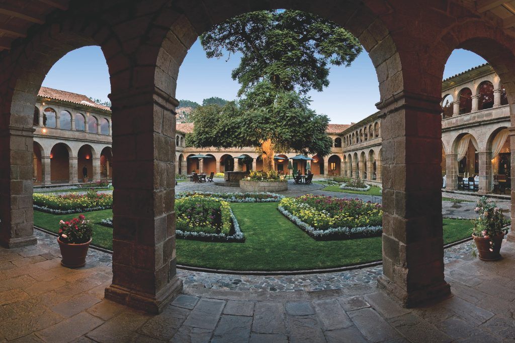 Stunning gardens at the luxury Hotel Monasterio in Cusco in Peru