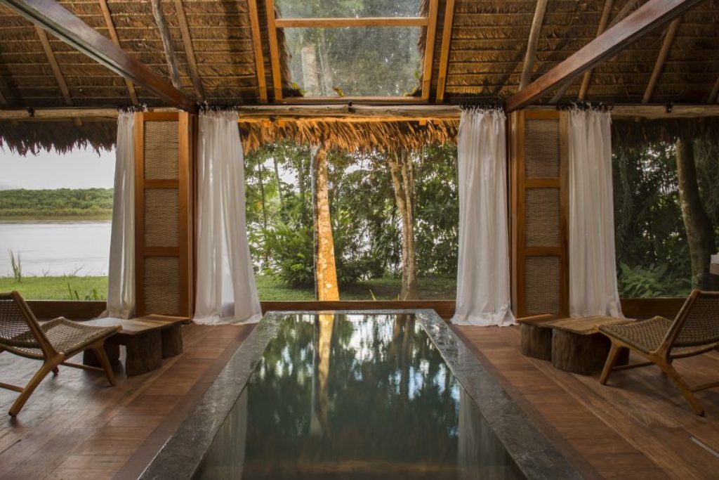 Indoor pool at luxury spa at Peru's Inkaterra Reserva Amazonica hotel