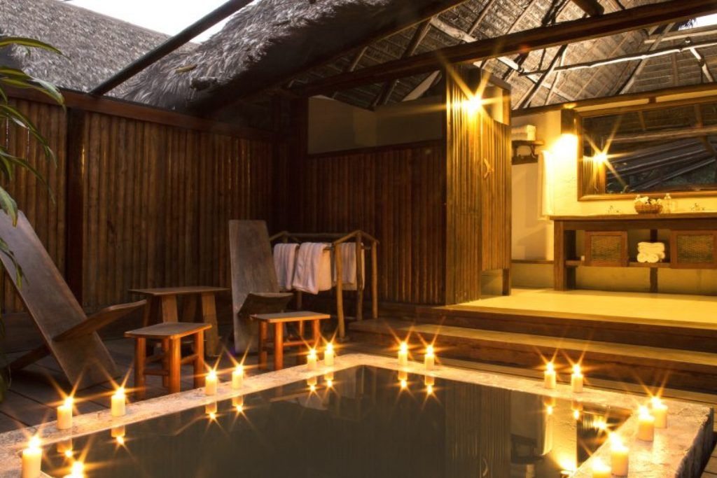 Spa and lantern-lit pool at Inkaterra Reserva Amazonica in Peru