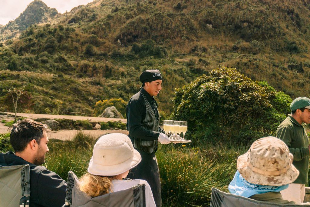 Private butler service at luxury camp along the Inca Trail to Machu Picchu