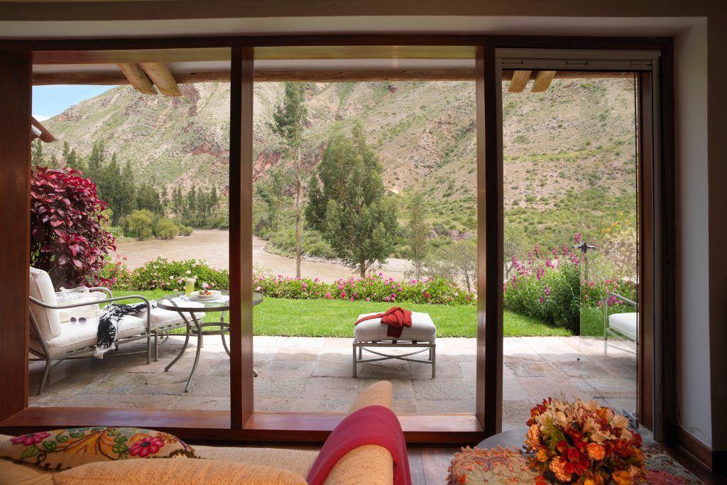 View from luxury suite at Rio Sagrado luxury hotel in the Sacred Valley