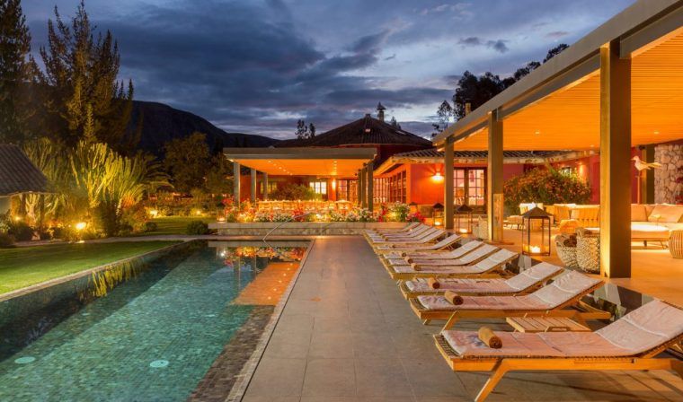 Exterior view of Hotel Sol y Luna at the Sacred Valley in Peru