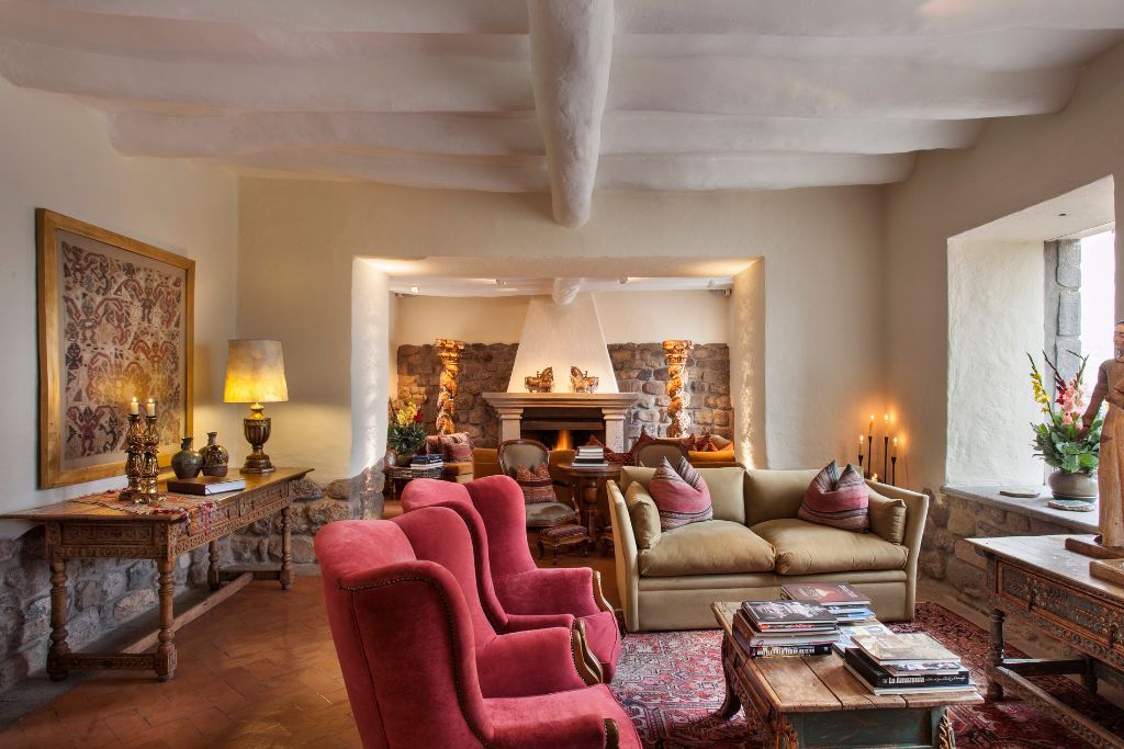 Beautiful lounge area at the La Casona hotel in Cusco, Peru