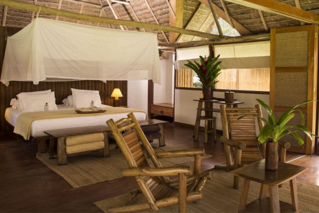 View of luxury suite at the exquisite Inkaterra Reserva Amazonica in Peru