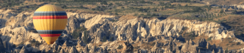 Hot air balloon ride over Cappadocia during luxury tour of Turkey