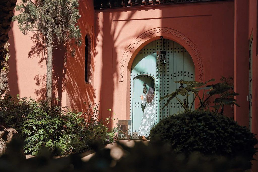 A blue door at the Royal Mansour in Marrakech.