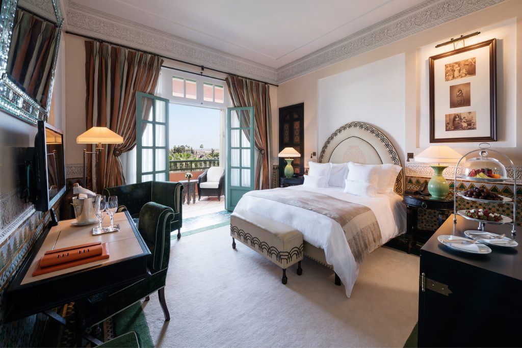 A bedroom in La Mamounia in Marrakech.
