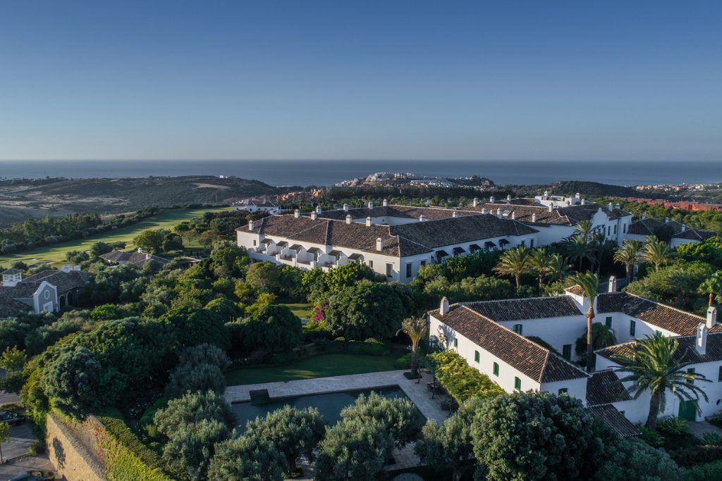 An aerial view of the sweeping estate at Finca Hotel Cortesin.