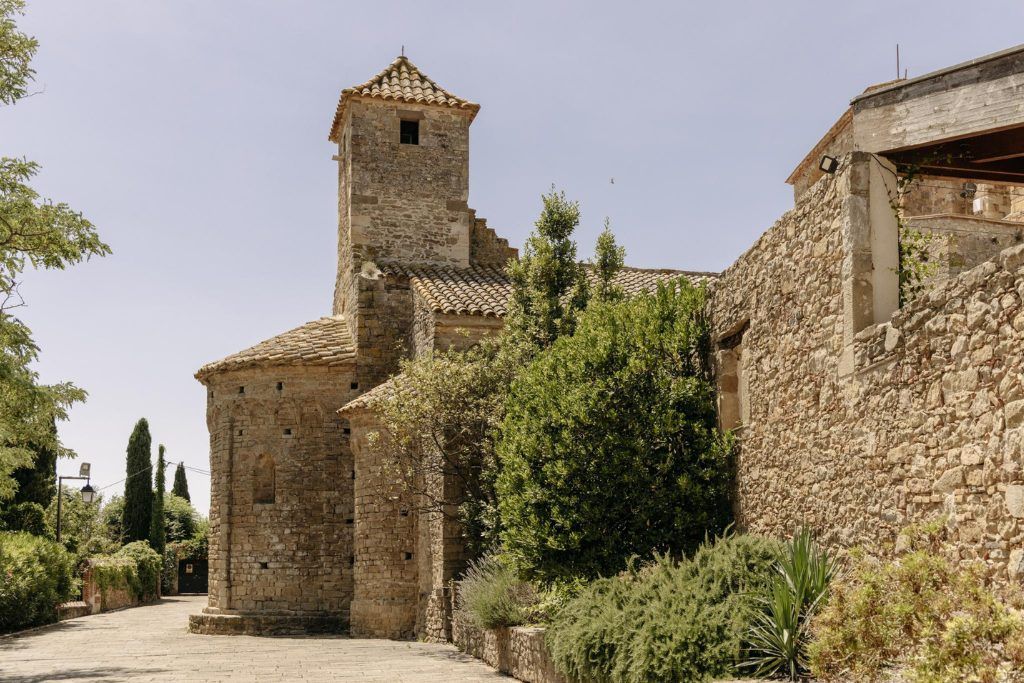 The stony exterior of Mas de Torrent in Girona.