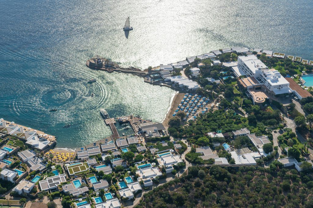 An aerial view of Elounda Beach Hotel.