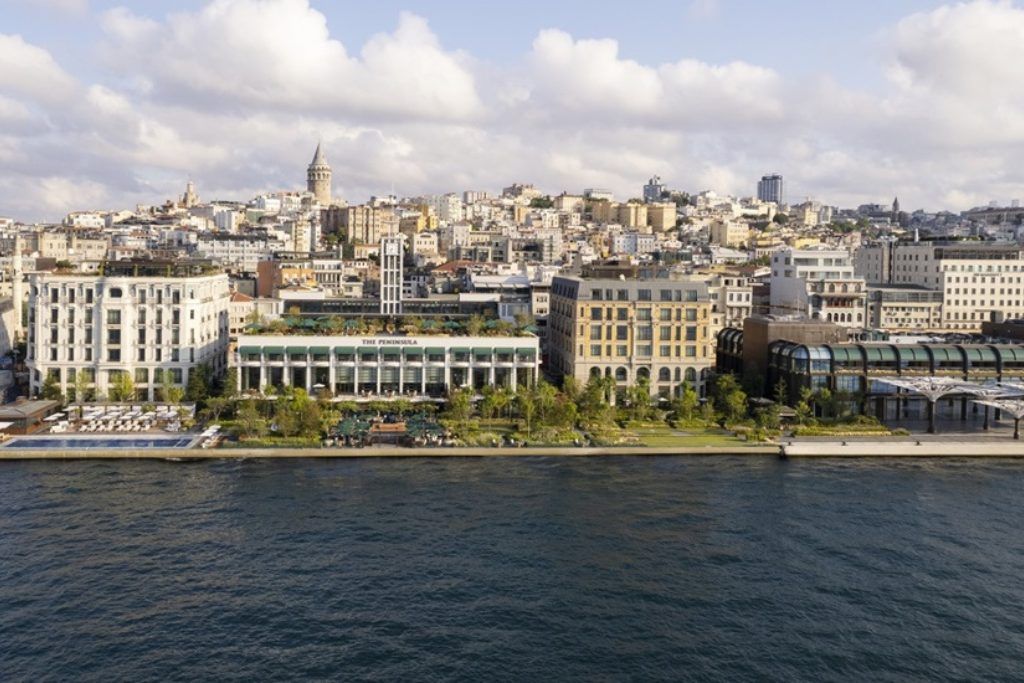 A view of The Peninsula hotel in Istanbul from the Bosphorus.