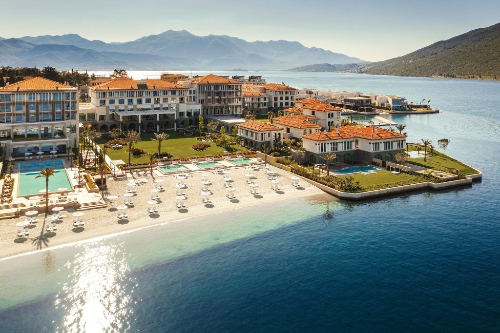 A view of the private beach at One&Only Portonovi.