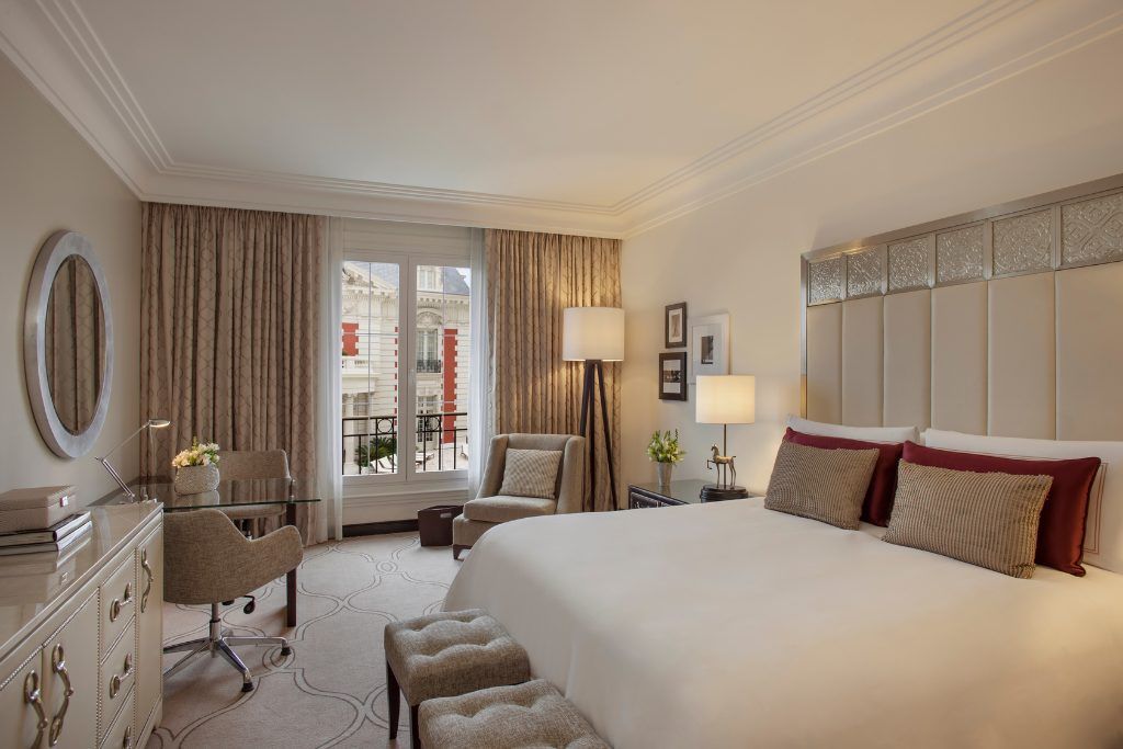 A view of a bedroom in the Four Seasons hotel in Buenos Aires.