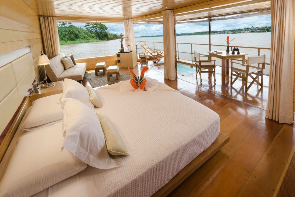 A riverfront room overlooking the Amazon River at Anavilhanas Jungle Lodge.
