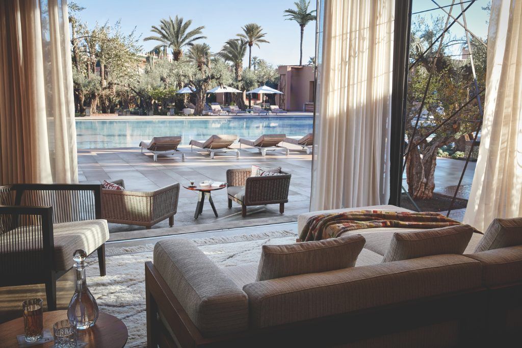 The swimming pool at the Royal Mansour in Marrakech.