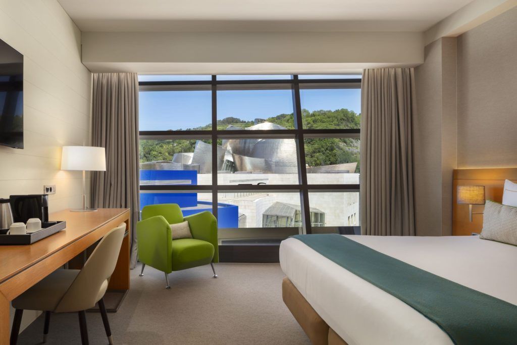 A view from one of the bedroom windows at The Artist in Bilbao.