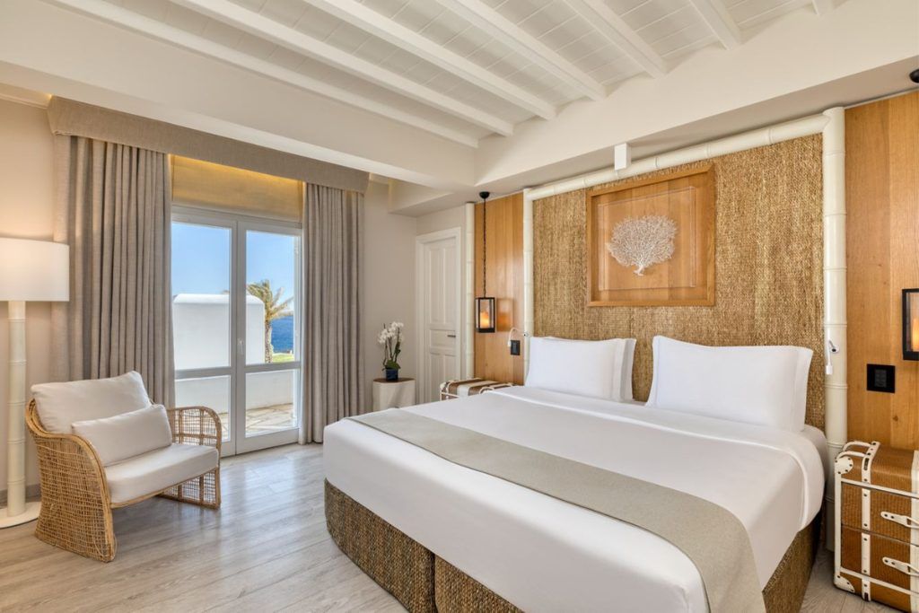 One of the rooms in the Santa Marina hotel in Mykonos.