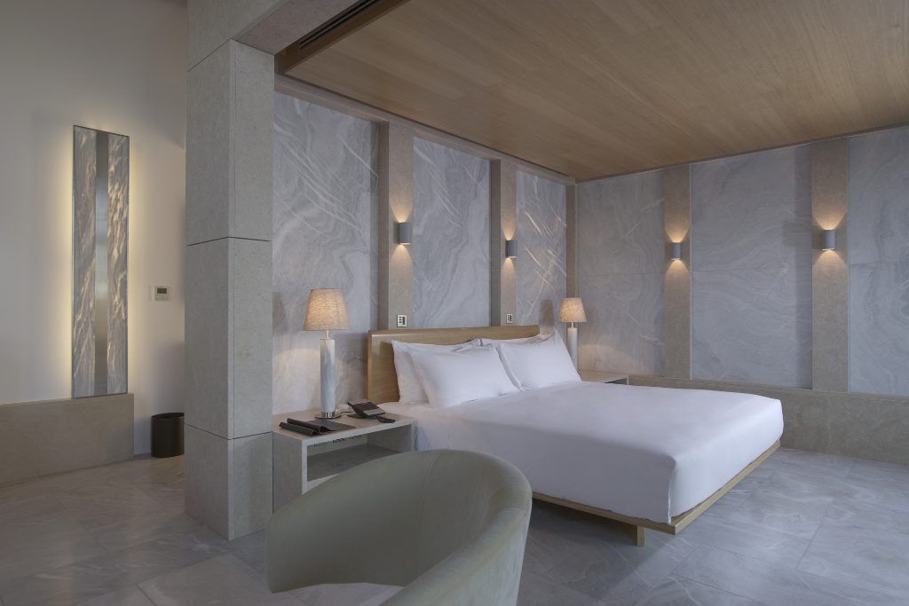 One of the bedrooms at the Amanzoe.