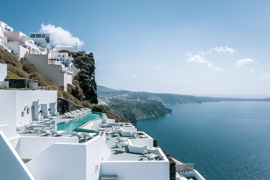 The exterior of The Grace Hotel in Santorini