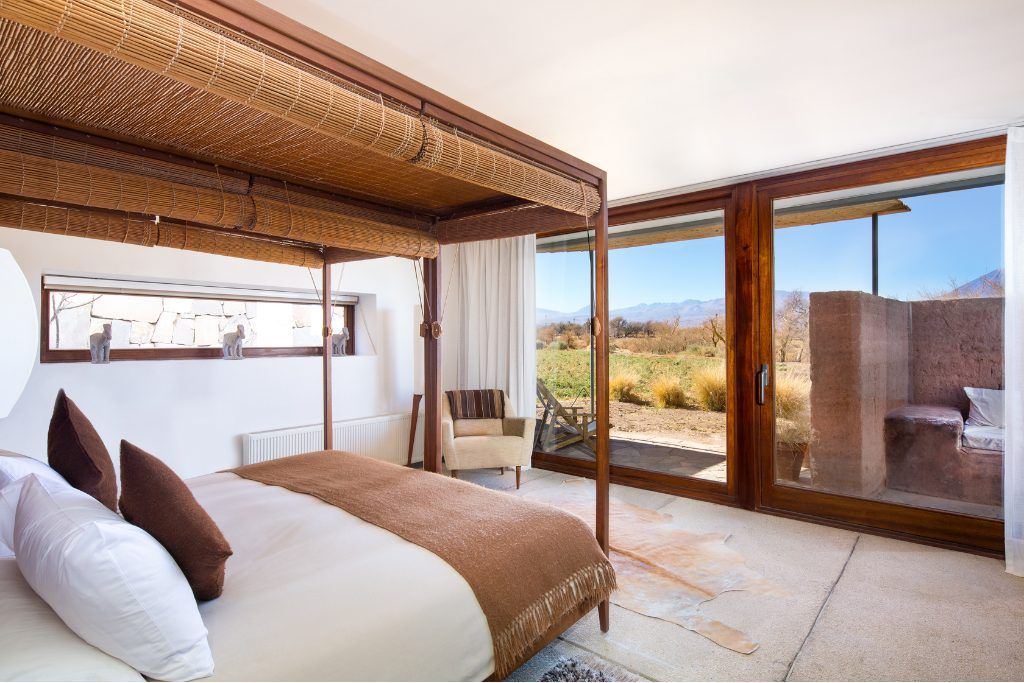 A view of one of the rooms at Tierra Atacama looking out into the desert.