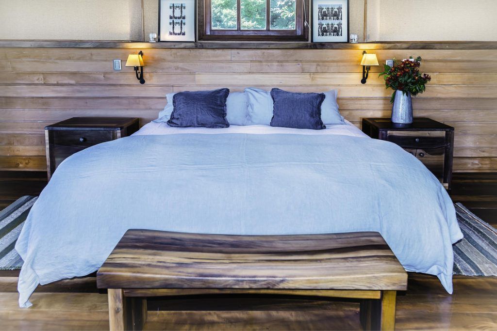 A bed in one of the rooms at Mari Mari.