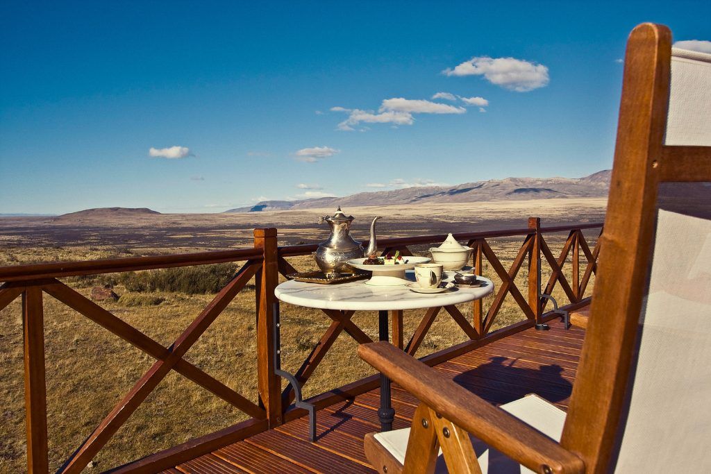 Afternoon tea on the Patagonian Steppe at Eolo lodge.