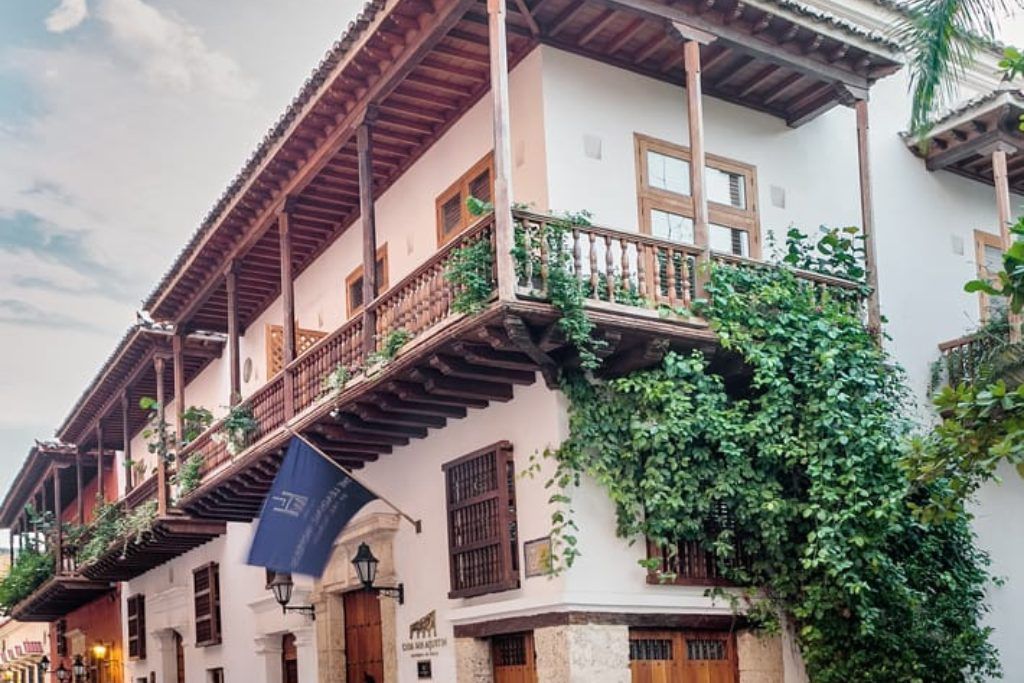 An exterior view of Casa San Augustin's colonial architecture.