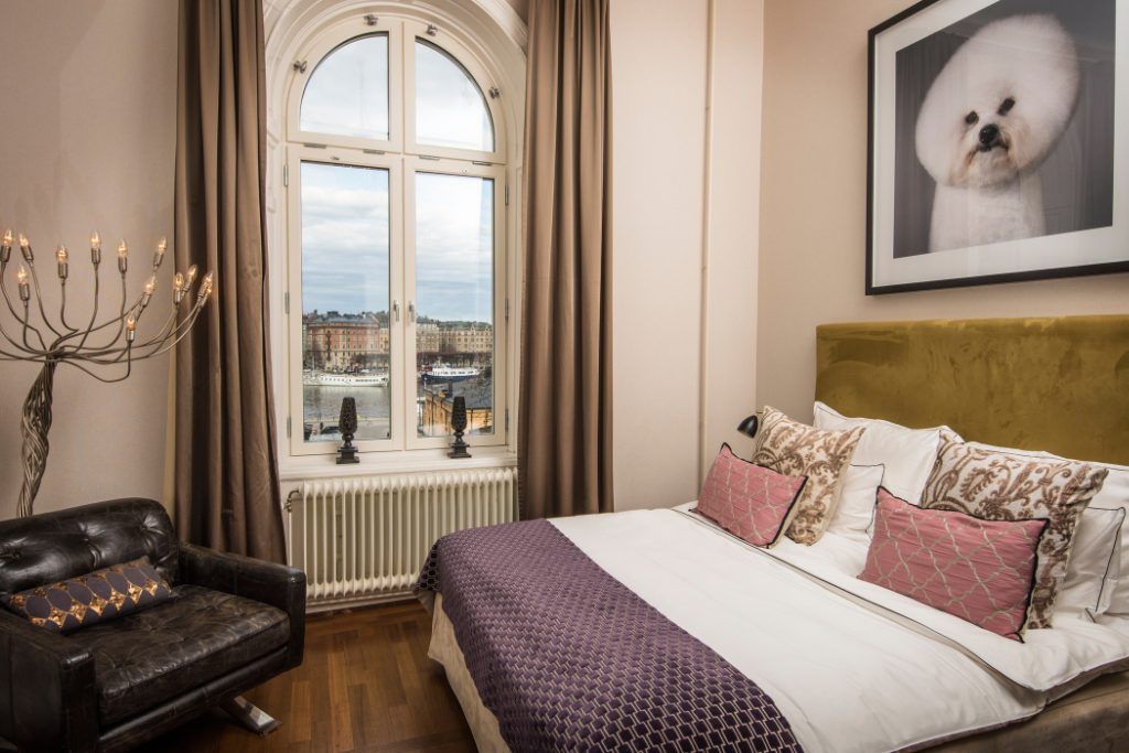 One of the bedrooms in the Lydmar Hotel in Stockholm.