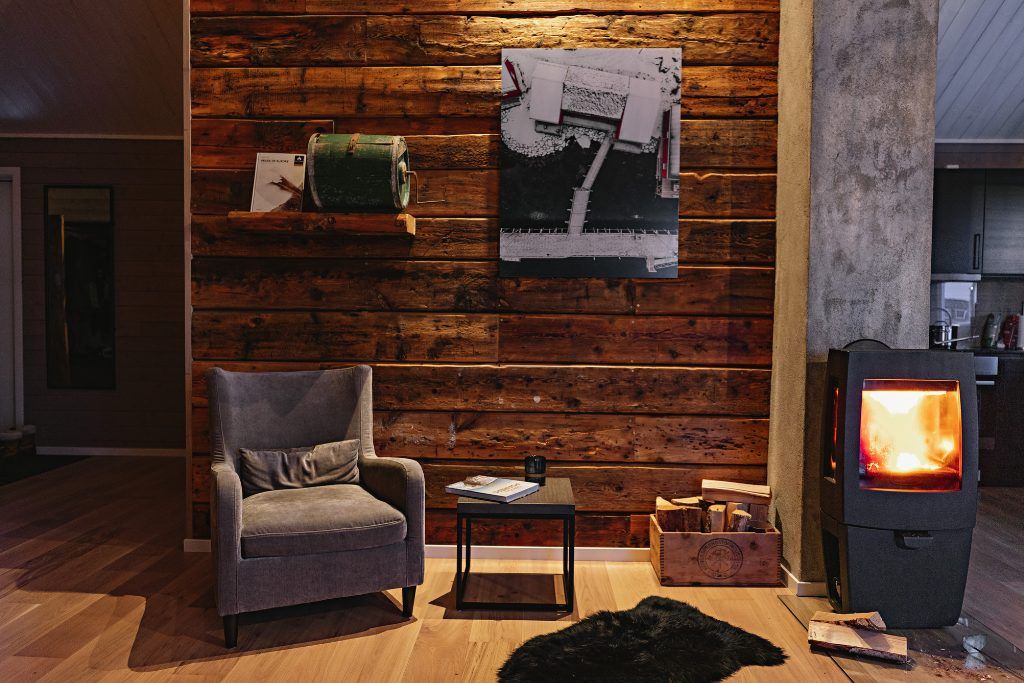 The cozy interior of one of the rooms at the Hattvika Lodge in the Lofoten Islands.
