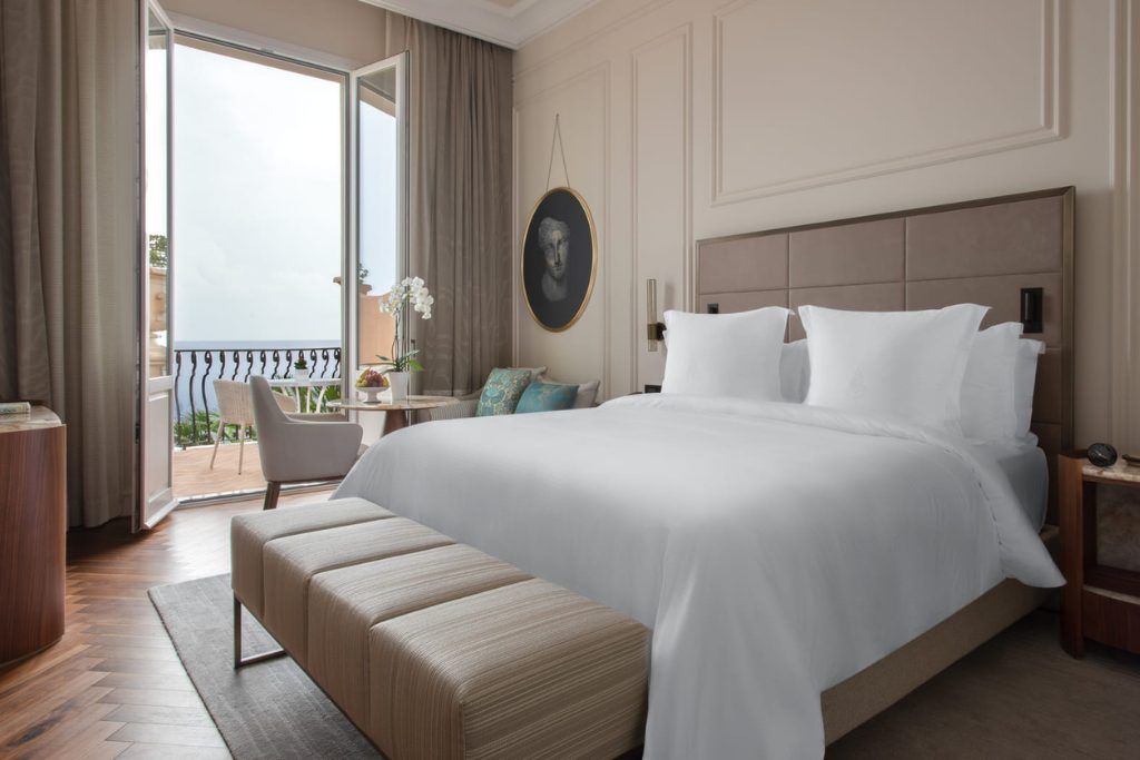 A modern king room in the San Domenico in Taormina.