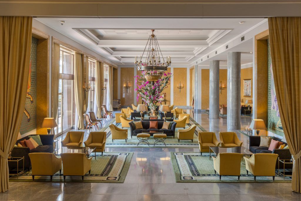 The lobby of the Four Seasons Ritz Hotel in Lisbon.