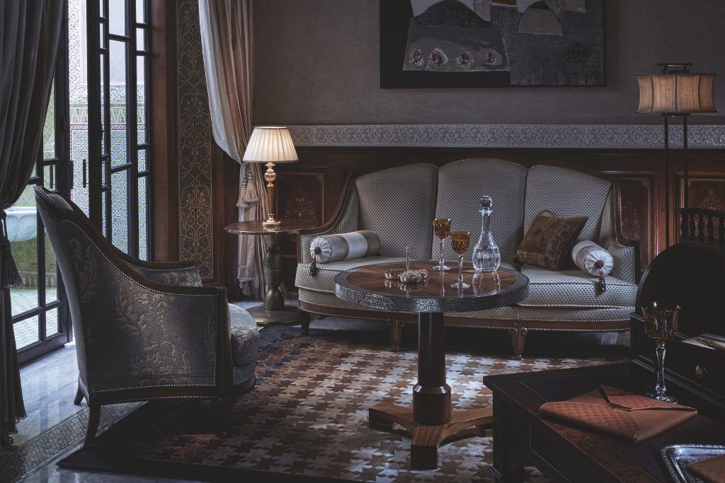 A lounge area at the Royal Mansour Marrakech.
