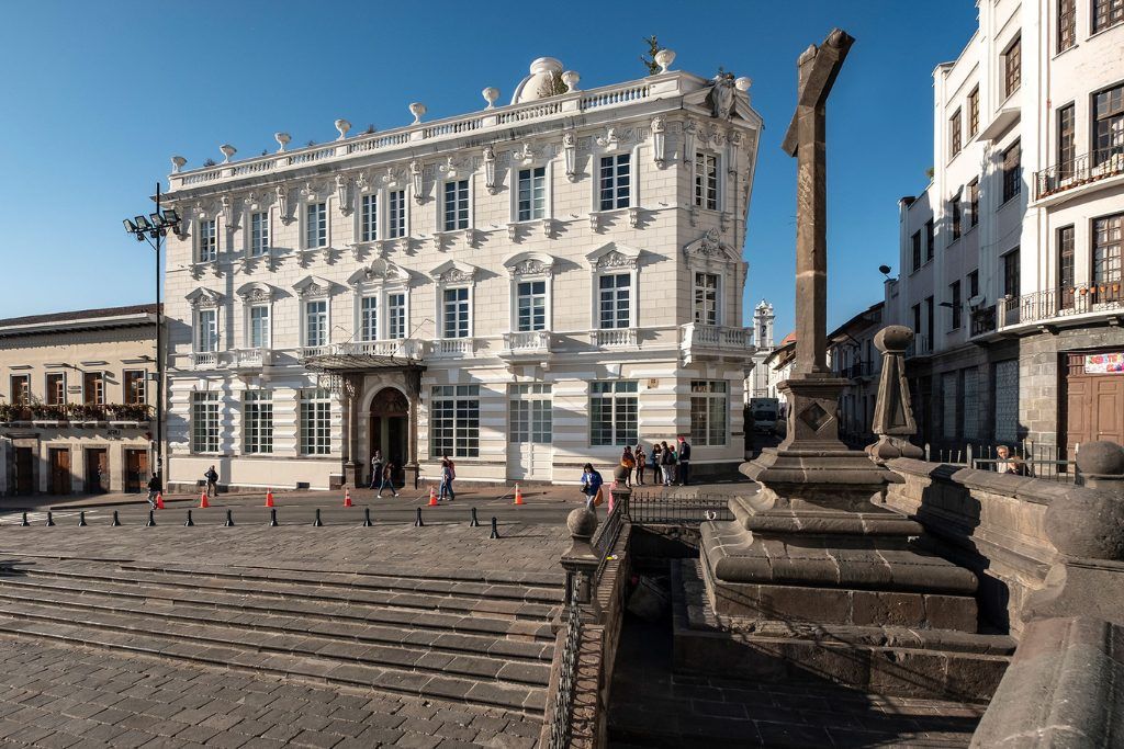 The square outside Casa Gangotena in Quito.