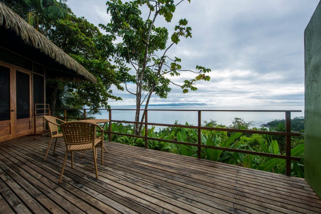A balcony at one of the bungalows at Lapa Rios Ecolodge.